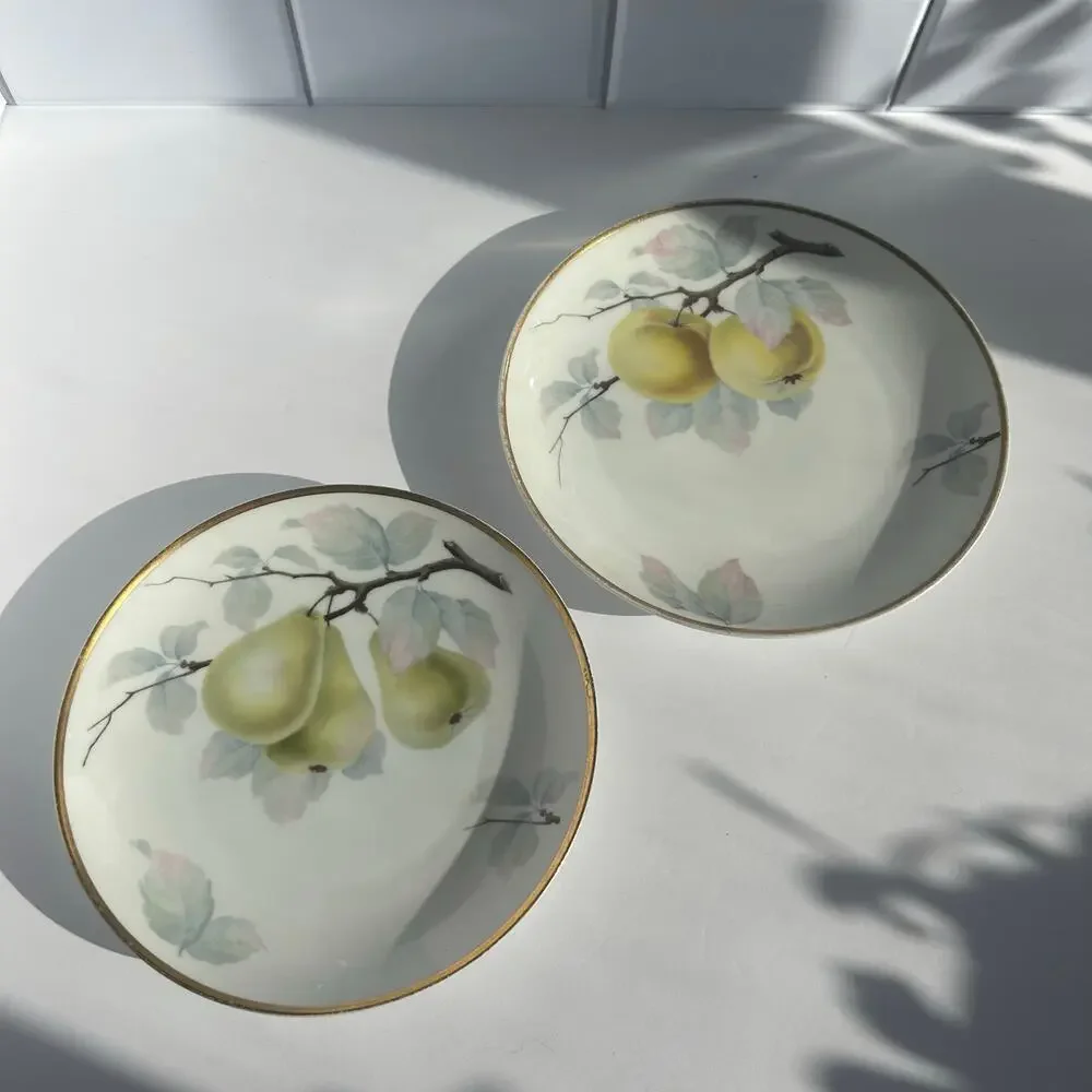 Rosenthal Bavaria Fruit Plates Apple Pear Gold Gilt Germany